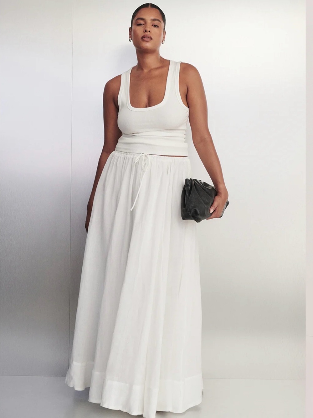 DISSH Layne White Ramie Maxi Skirt NWT